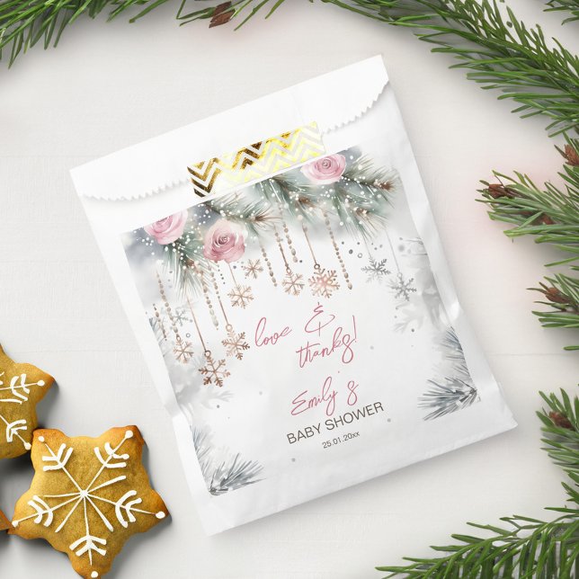 Sacolinha Querida, está frio fora do chá de fraldas de inver (Baby it's cold outside winter wonderland baby shower favor bag personalized favor bag )