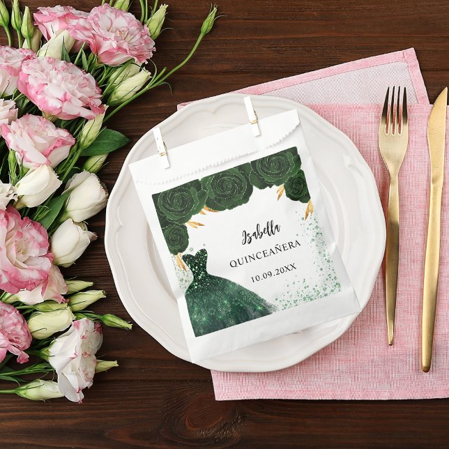 Sacolinha Quinceanera emerald green vestido (Criador carregado)