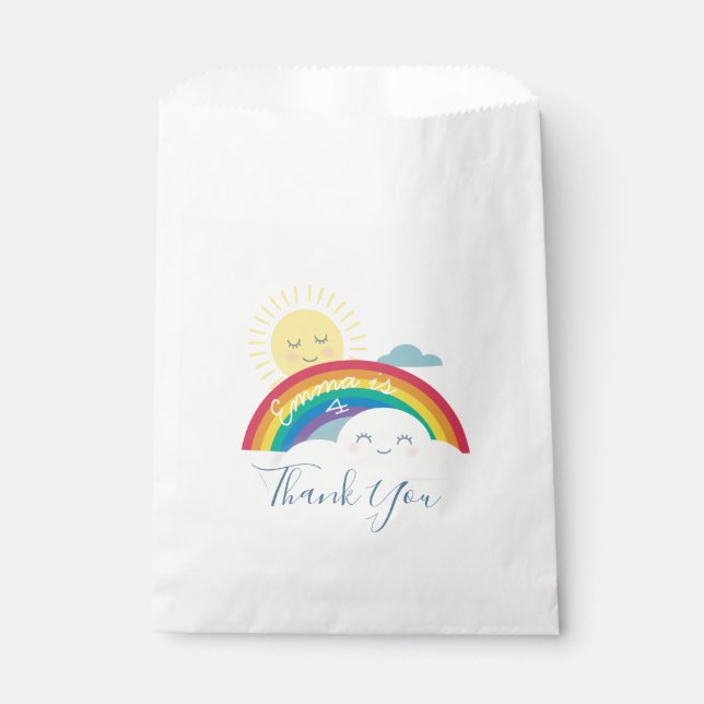 Sacolinha Rainbow Cloud e Sun Birthday Favor Bag (Frente)