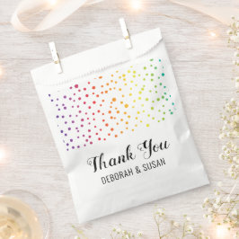 Sacolinha Rainbow confetti, árvores Obrigado casamento lésbi