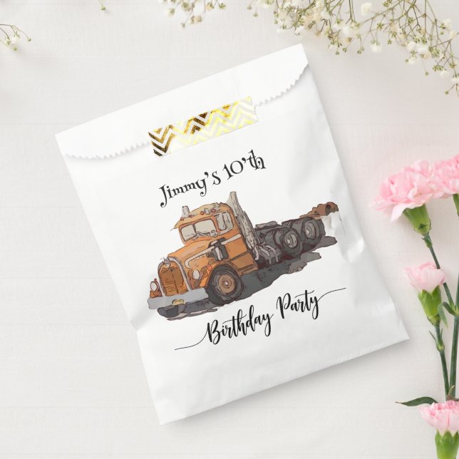 Sacolinha Rapazes Festa de aniversário Orange Semi Truck (Selado)