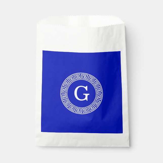 Sacolinha Real Azul Wt Chave Grega Rnd Frame Monograma Inici (Frente)