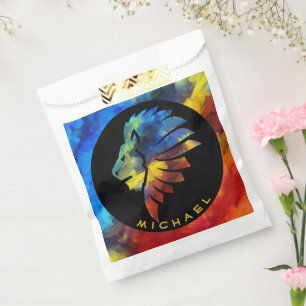 Sacolinha Rei da selva, nome de aquarela monograma