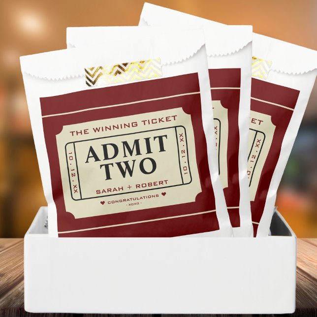 Sacolinha Retrair O Jogo De Bilhete Vencedor Admite Dois Cas (Retro The Winning Ticket Stub Admit Two Wedding Favor Bag)