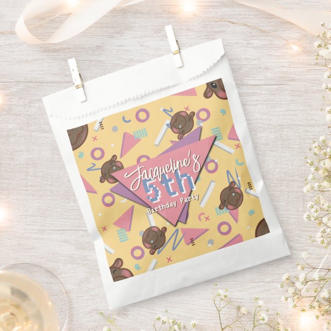 Sacolinha Retro 80's Yellow Baby Hippo Birthday (Cortado)