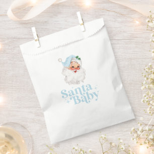 Sacolinha Retro Azul Santa Bebê chás de bebê de Natal