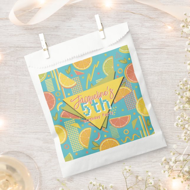 Sacolinha Retro Blue Summer Citrus Fruit Birthday (Cortado)