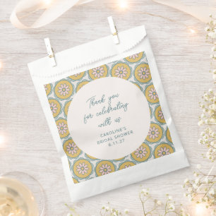 Sacolinha Retro Boho Floral Amarelo Personalizado Obrigado p