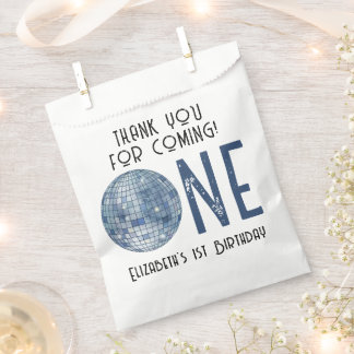 Sacolinha Retro Disco Ball First Birthday Party THANK YOU