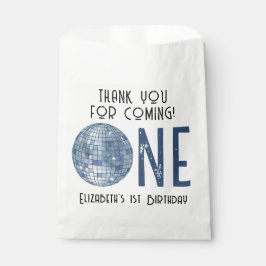 Sacolinha Retro Disco Ball First Birthday Party THANK YOU