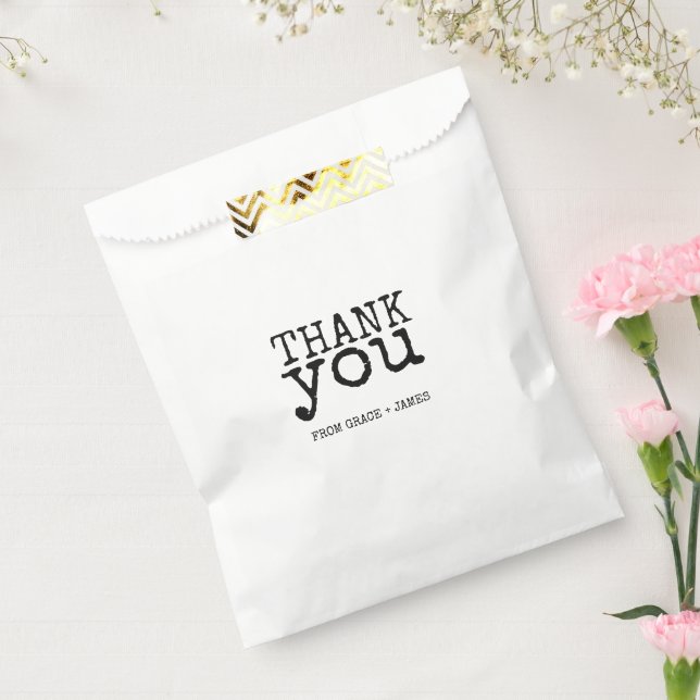 Sacolinha Retro TypeWrite Obrigado Casamento Personalizado (Selado)