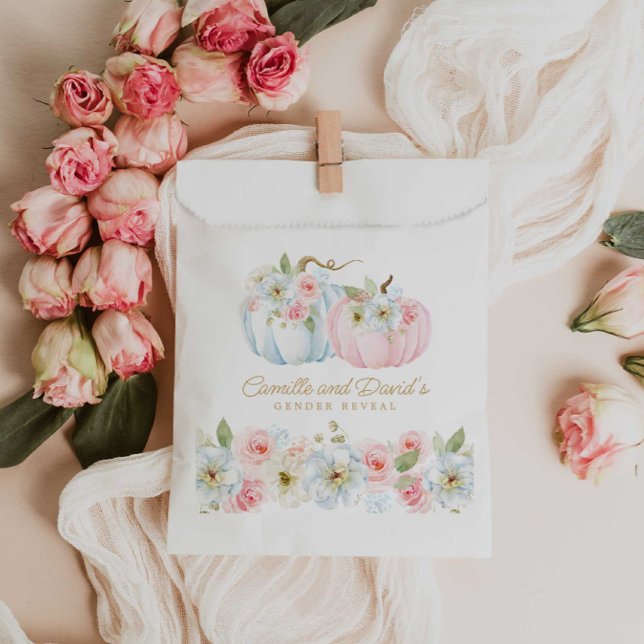 Sacolinha Revelação de Gênero de Queda Elegante (Elegant Pink and blue Fall Baby Shower Favor Bag)