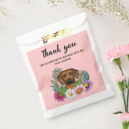 Sacolinha Rhodesian Ridgeback E Flores Aniversário Obrigado