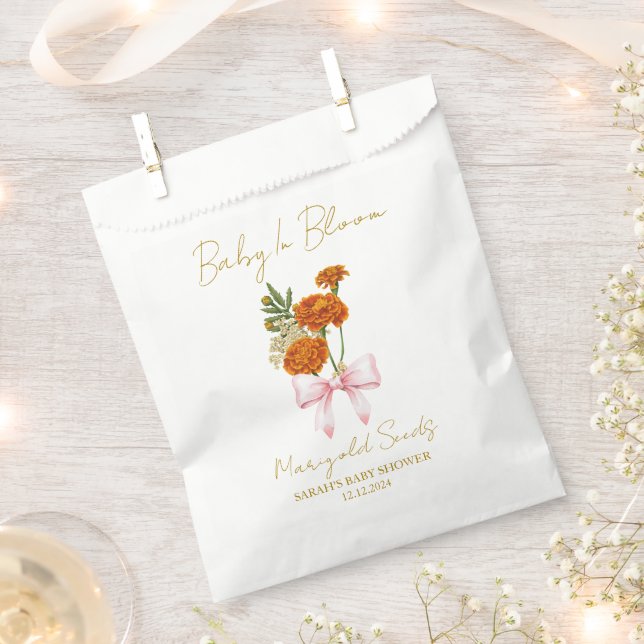 Sacolinha Ribbon | Marigold Seeds Baby Shower Favor Bag (Cortado)