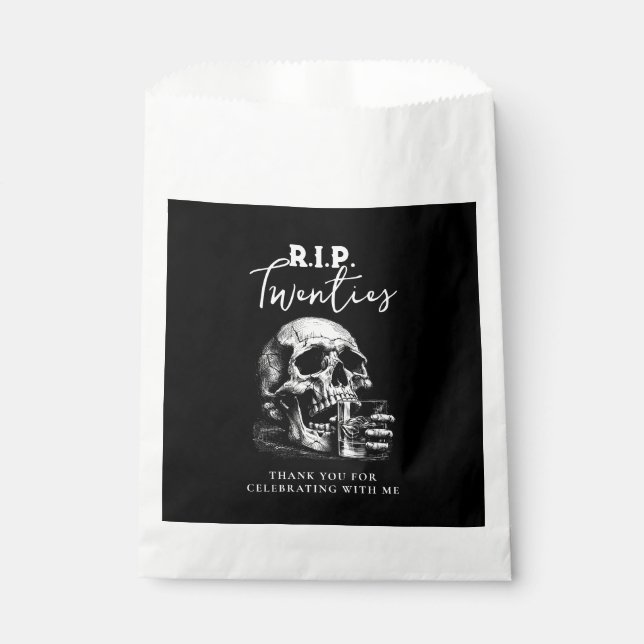 Sacolinha RIP Twenties Vintage Skull Birthday Thank You (Frente)