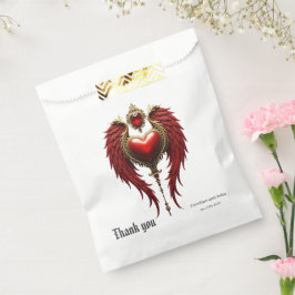 Sacolinha Romance venenoso com coração e asas.