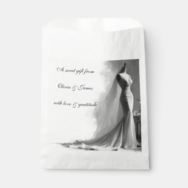 Sacolinha Romantic Bridal Sketch Wedding Favor Bag  (Frente)