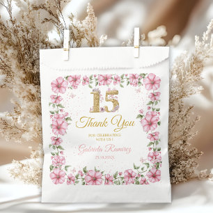 Sacolinha Rosa Corado Dourado Mis Quince Quinceañera