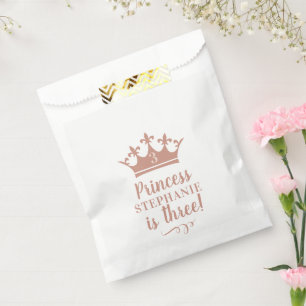 Sacolinha Rosa Dourado Tiara Crown Personalizado Partido Pri