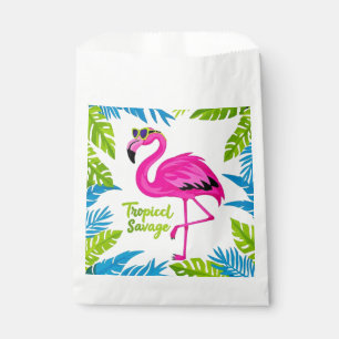Sacolinha Rosa flamingo Tropical de pé numa perna