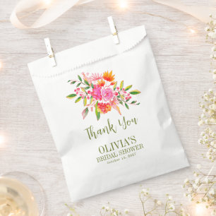 Sacolinha Rosa Laranja Floral Moderno Chuveiro de Noiva Pers