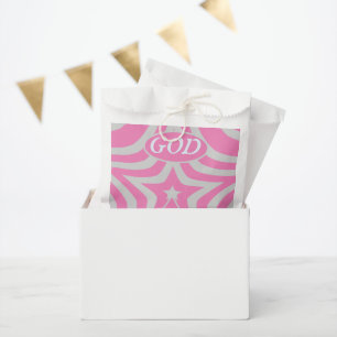 Sacolinha Rosa Pastel e Estrela Cinza "Deus é Amor" Chá de B