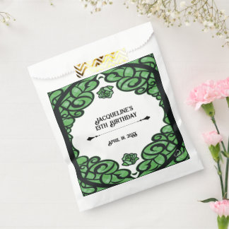 Sacolinha Rosa Princesa com Portão Verde e Preto Aniversário