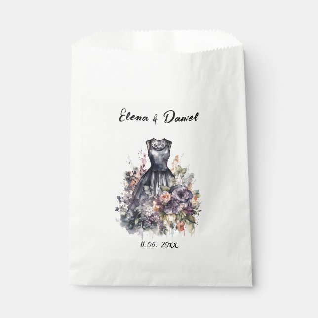 Sacolinha Rosa rosa-d-água lavanda vestido preto (Frente)