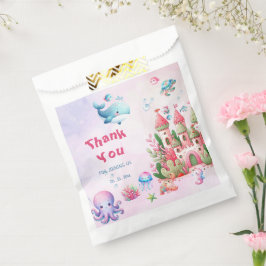 Sacolinha Rosa Sob O Chá de fraldas De Garota Do Mar