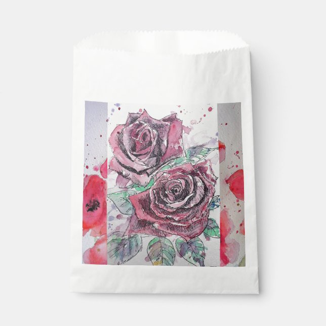 Sacolinha Rosa vermelha Art Flower Party Favor Bolsas (Frente)