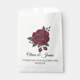 Sacolinha Rosa Vermelha Borgonha Favor de Casamento Romance