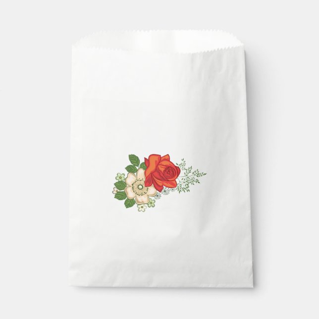 Sacolinha Rosa Vermelha e Margaridas (Frente)