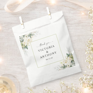 Sacolinha Rosas Brancas Casamento Floral Favor Bag
