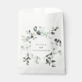 Sacolinha Rosas Brancas e folhagens monograma floral de casa