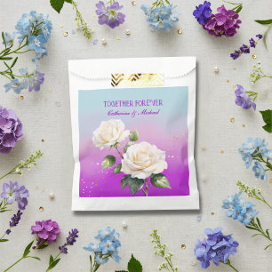 Sacolinha Rosas com efeito Ombre em Aquarela Azul Roxo Casam
