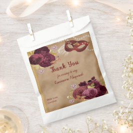 Sacolinha Rosas Cute Quinceañera Mascarada Burgundy