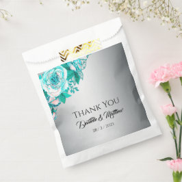 Sacolinha Rosas de Aqua Luxuosos no Elegante Prateado