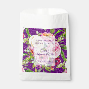 Sacolinha Rosas de aquarela, cor-de-rosa e creme, com brilho