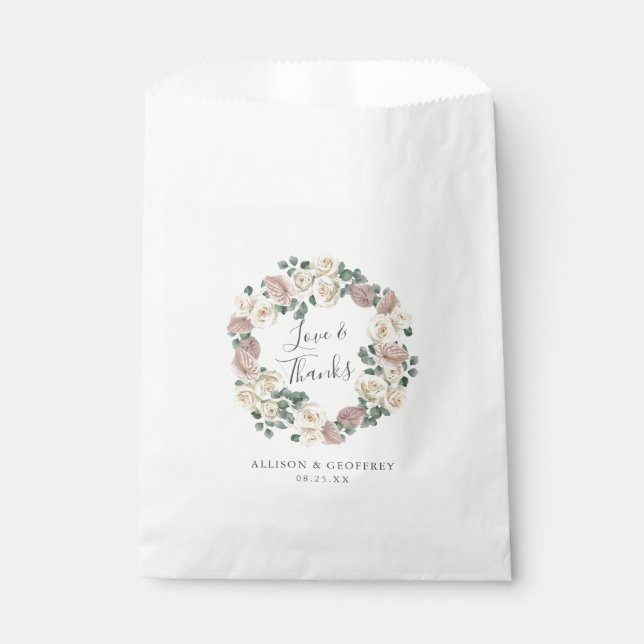 Sacolinha Rosas de Aquarela e Orquídeas Casamento Obrigado (Frente)