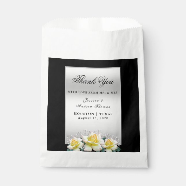 Sacolinha Rosas Elegantes Chic Casamento Prata (Frente)
