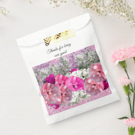 Sacolinha Rosas Faux Cor-de-Rosa Cinza Brilhante Favor do Bu