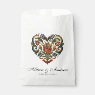 Sacolinha Rosemaling Heart   Arte popular norueguesa