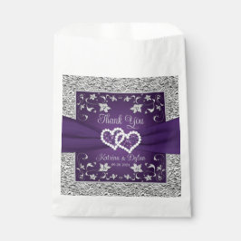 Sacolinha Roxo, Cinza Adorava Corações de Casamento Favor Ba