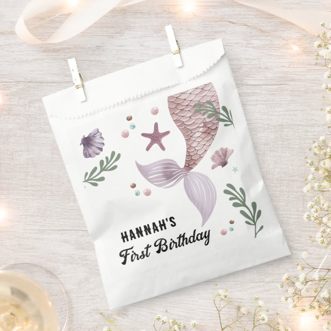 Sacolinha Roxo Mermaid do Mar Aniversário de criança (Cortado)