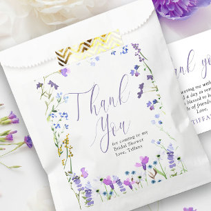 Sacolinha Roxo Wildflower Obrigado Script