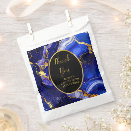 Sacolinha Royal Blue and Gold Marble Agate Birthday Party