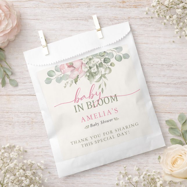 Sacolinha Rubor Floral Bebê em Flor Chá de Bebê Menina (Blush Floral Baby in Bloom Baby Girl Shower Favor)