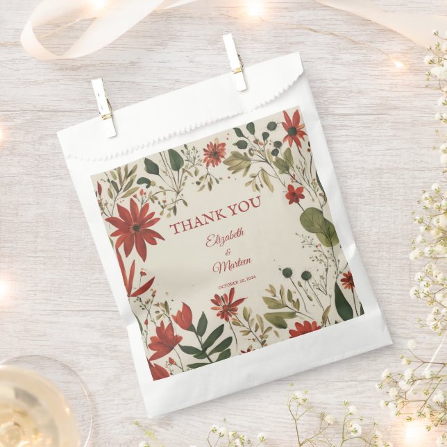 Sacolinha Russo Sage Green & Burgundy Red Floral outono (Cortado)