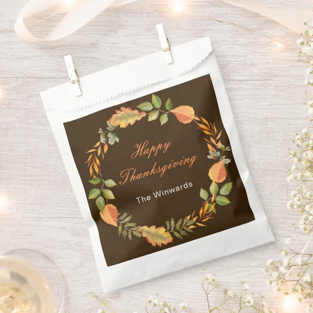 Sacolinha Rustic Autumn Fall Leaves Square Thanksgiving  (Cortado)