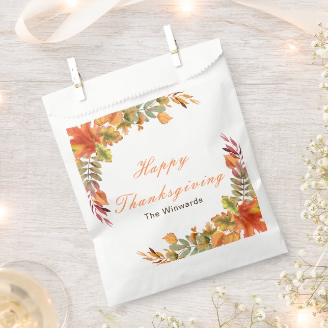 Sacolinha Rustic Autumn Fall Leaves Thanksgiving Party (Cortado)